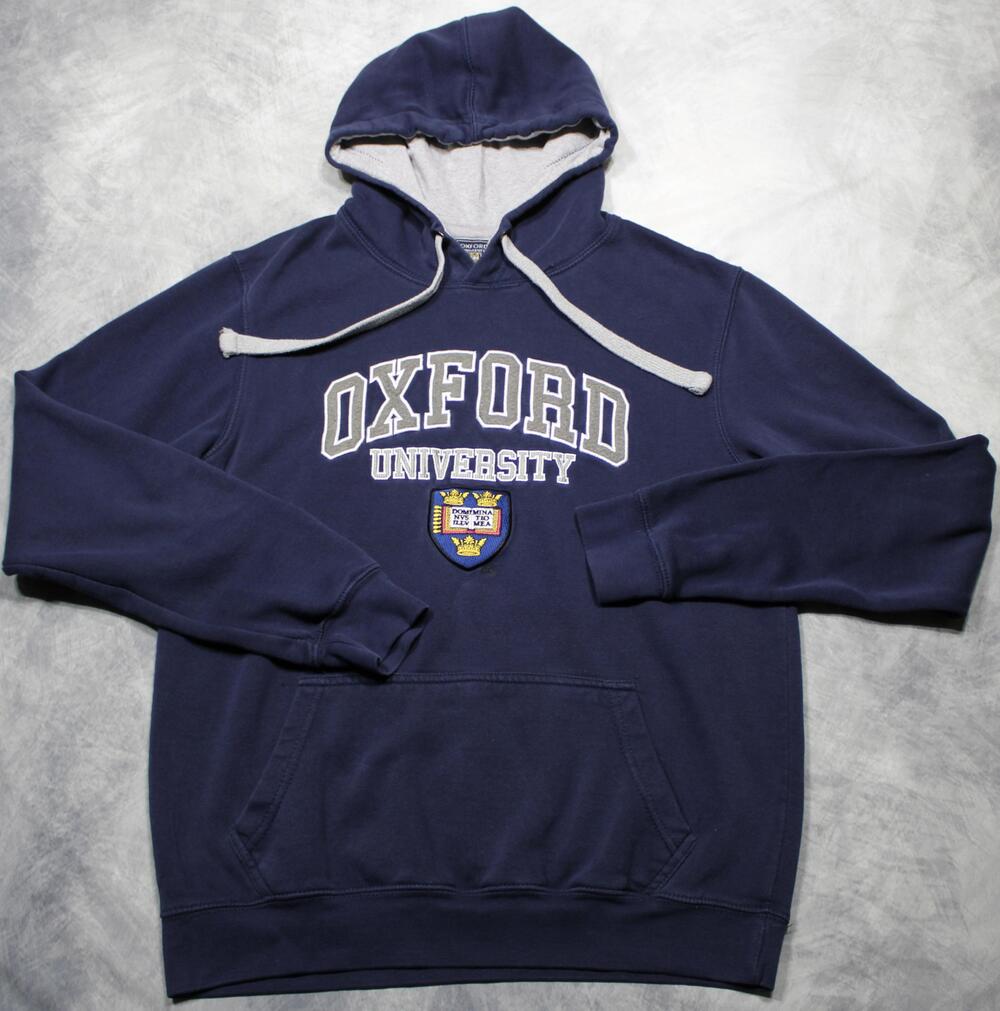 Oxford University Hoodie Mens Medium Blue Fleece Pullover Graphic Crest Logo